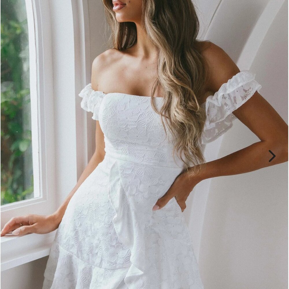 Verona Off-Shoulder Ruffle Mini Dress, M - Picture 2 of 6